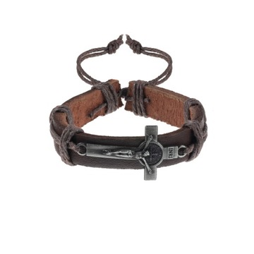 Браслет крест кожа Святой. Бенедикт