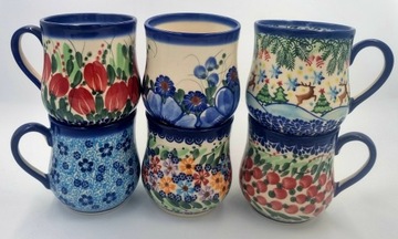 CERAMICZNY KUBEK 6SZT. CERAMIKA STYL BOLESŁAWIEC ZESTAW KUBKÓW
