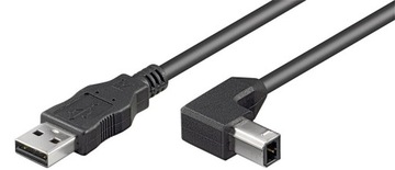Kabel kątowy USB 2.0 A-B Hi-Speed, Czarny 2m