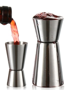 MIARKA BARMAŃSKA DO ALKOHOLU JIGGER KIELISZEK 25/50 ML STAL NIERDZEWNA