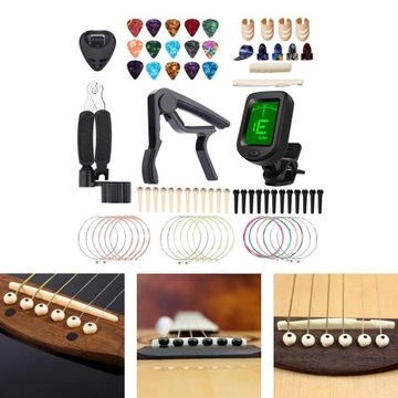 Zestawy akcesoriów do gitary akustycznej Tuner gitarowy Struny do gitary Le