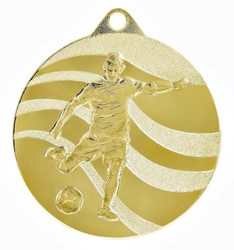 MDX211-G-zestaw 10szt - Medal stalowy - PIŁKA NOŻNA - kolor złoty, R-50mm,