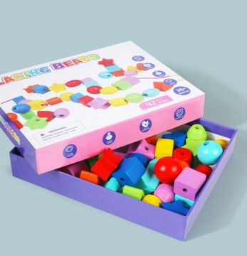 БИСЕРЫ ДЕРЕВЯННЫЕ БЛОКИ ДЛЯ НАРЕЗАНИЯ НИТИ МОНТЕССОРИ