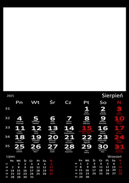 fotokalendarz biurkowy CZARNY - Twoje zdjęcia Oznaczone święto WIGILIA