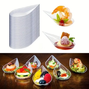 Łyżki azjatyckie bezbarwne REUSE na przystawki, desery Finger Food 50szt