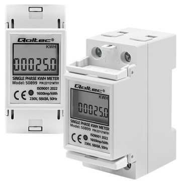 LICZNIK PRĄDU ENERGII NA SZYNĘ DIN 2P 1-FAZOWY LCD 230V 5(60)A