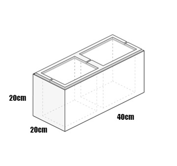 Блок заборный 40х20х20 МОНО СЕРЫЙ сорт 2