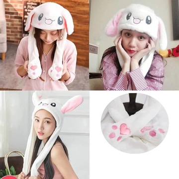 ШАПКА КРОЛИКА ДВИГАЮЩИЕ УШИ НАРЯД БЕЛОГО КРОЛИКА ДЛЯ ДЕВОЧКИ ЗИМОЙ