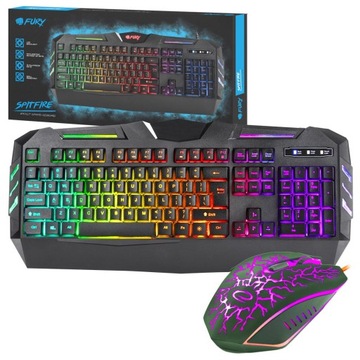 KLAWIATURA GAMINGOWA PODŚWIETLANA RGB MYSZKA LED ZESTAW DLA GRACZA