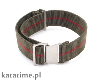 Gumowy pasek do zegarka NATO parachute strap 22 mm ciemnozielony khaki