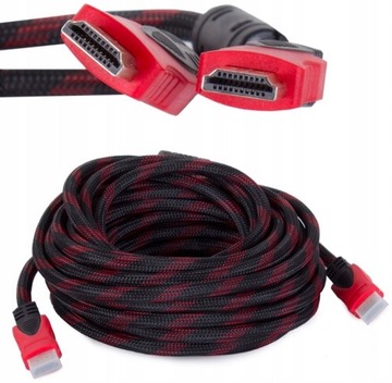 KABEL HDMI - HDMI 10M PRZEWÓD PLECIONY 2.0 3D UHD 4K FULL HD MIEDŹ 48 BIT