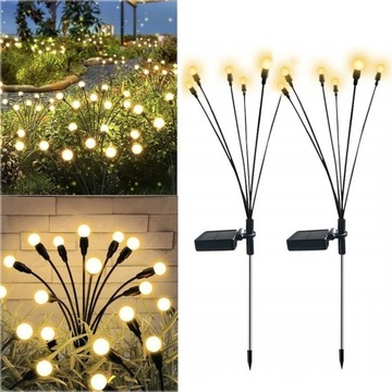 2x LAMPKI OGRODOWE KULKI KULECZKI LAMPA SOLARNA GAŁĄZKA LED WBIJANA 6 LED