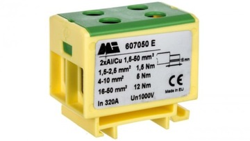 Złączka szynowa 2-torowa 1,5-50mm2 żółto-zielona EURO multiOTL 50 2xAl/Cu