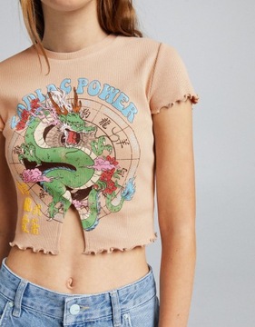 BERSHKA KRÓTKI T-SHIRT ZODIAC POWER 76494697 RXS