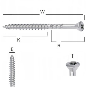 ВИНТЫ ДЛЯ ДЕКИ 4x60 C2 ДЛЯ ДЕРЕВА ДЛЯ ПОСОФИТА С КОНИЧЕСКОЙ ГОЛОВКОЙ x500