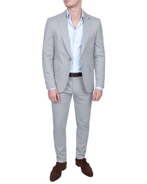 Мужской костюм Элегантный приталенный гладкий - СЕРЫЙ - 56