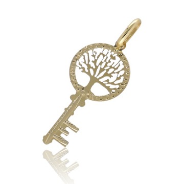 Złota zawieszka klucz kluczyk drzewko kółko prezent 0,35 g 585