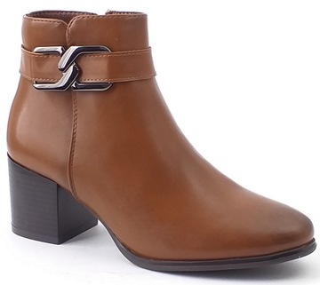 Eleganckie BOTKI buty zimowe BRĄZOWE na obcasie BT 304 SERGIO LEONE 37