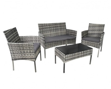MEBLE RATTANOWE 4EL. SOFA FOTELE STOLIK KAWOWY
