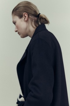 dwurzędowy płaszcz z domieszką wełny Zara XS