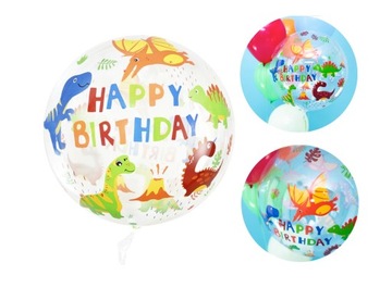 Balon przezroczysty okrągły Dinozaury 45cm 1szt.
