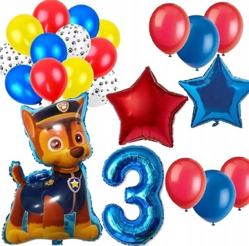 BALONY ZESTAW na urodziny 3 LATKA PAW PSI PATROL
