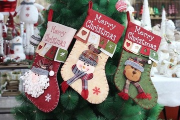 НОСКИ РОЖДЕСТВЕНСКИЕ ДЛЯ ПОДАРКОВ УКРАШЕНИЕ КАМИНА УПАКОВКА 3 шт.