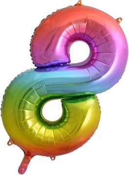 Balon urodzinowy cyfra 8 foliowy metalizowany tęcz