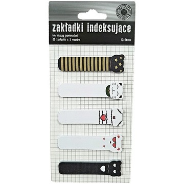 ZAKŁADKI INDEKSUJĄCE KARTECZKI CZ-BIAŁE PAPIEROWE ZWIERZĄTKA 44x12mm 5x20K