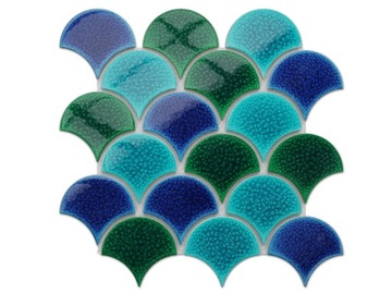 MOZAIKA CERAMICZNA FISH SCALE BLUE OCEAN MIX