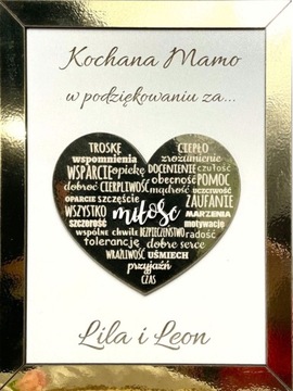 ZŁOTA RAMKA PODZIĘKOWANIE NA DZIEŃ MATKI DLA MAMY GRAWER 3D OBRAZ UPOMINEK