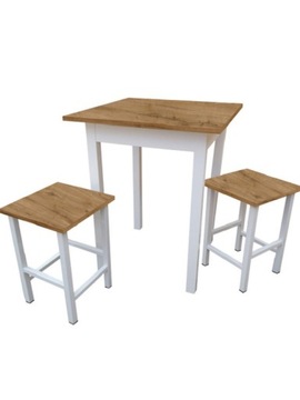 Komplet Stół 70x70 + 2x Taboret Loft DĄB ODWIECZNY