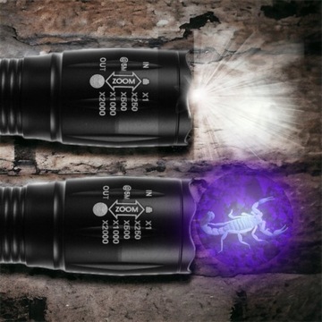 МОЩНЫЙ СВЕТОДИОДНЫЙ ЗУМ + УФ-ФОНАРЬ ДЛЯ ЯНТАРЯ