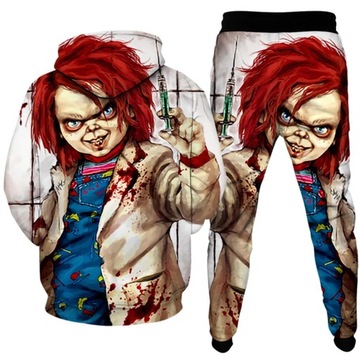 Bluza Komplet Męski Horror Chucky nadruk Anime dres męski ubrania Plus rozm