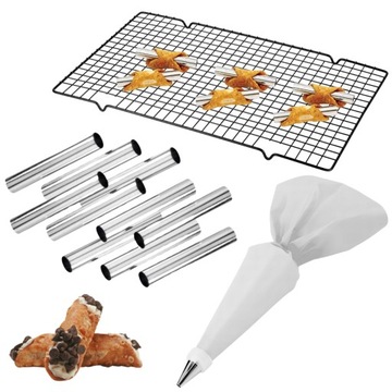 Foremki do rurek foremki do cannoli 10 szt ZESTAW DO CANNOLI DUŻY z kratką