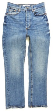 ZARA spodnie damskie jeans proste STRAIGH wysoki stan przetarcia 34/36