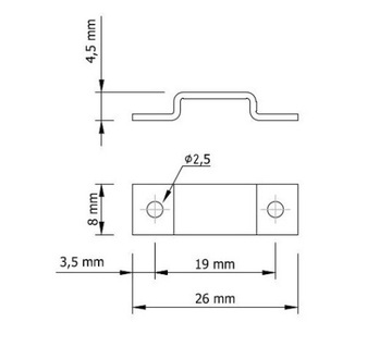 Защелка мебельная дверная, сталь, покрытая латунью