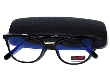 Damskie OKULARY do komputera zerówki z antyrefleksem BLUE LIGHT modne etui