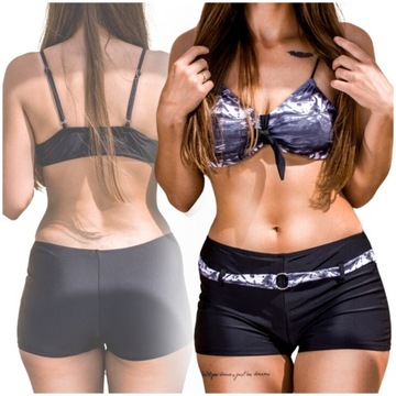 STRÓJ KĄPIELOWY DWUCZĘŚCIOWY DAMSKI BIKINI ZE SPODENKAMI SZORTY CZARNY XL