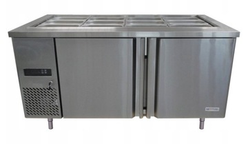STÓŁ CHŁODNICZY SAŁATKOWY PIZZA 150cm STAL INOX GN