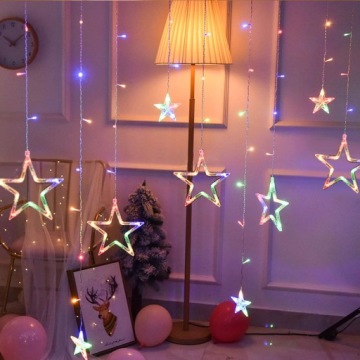 ШТОРА ЦВЕТНАЯ СВЕТОДИОДНАЯ ПОДСВЕТКА ЗВЕЗДЫ ГИРЛАНД 3м