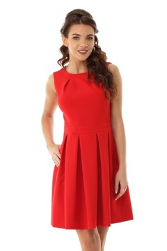 Elegancka sukienka rozkloszowana z kontrafałdą, XL