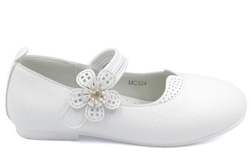 Pantofelki KOMUNIA Baleriny Eleganckie Białe r. 26