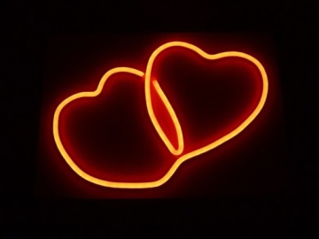 N2SERC НЕОНОВЫЙ СВЕТОДИОД FLEX ДВА КРАСНЫХ СЕРДЦА 300X210MM