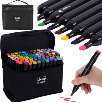 НАБОР АЛКОГОЛЬНЫХ МАРКЕРОВ TOUCH 80 ШТ. + СУМКА