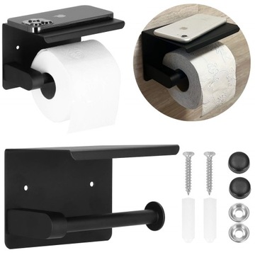 ДЕРЖАТЕЛЬ ДЛЯ ТУАЛЕТНОЙ БУМАГИ Вешалка для унитаза ЧЕРНАЯ СТАЛЬ МЕТАЛЛ LOFT С ПОЛКОЙ