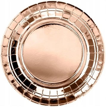 Talerzyki papierowe ROSE GOLD metaliczne gładkie urodziny DUŻE 23cm 6szt