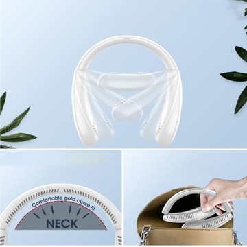 СКЛАДНОЙ НАШЕЙНЫЙ ВЕНТИЛЯТОР ТИХИЙ ВЕНТИЛЯТОР СО СВЕТОДИОДОМ ДЛЯ ПУТЕШЕСТВИЙ 5000МАч БЕЛЫЙ