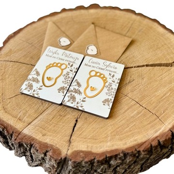 Приглашение на Крещение Сувенир ЗАПРОС для крестных ЗОЛОТЫЕ НОПКИ 2 шт