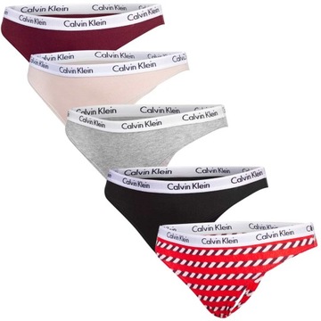 CALVIN KLEIN STRINGI DAMSKIE MAJTKI THONG 5PK WIELOKOLOROWE r.M